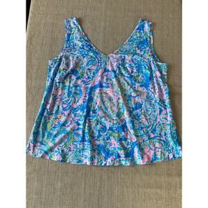 Lilly Pulitzer Gigi Top Dream Team Print L XL